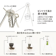 画像をギャラリービューアに読み込む, トライポッド 焚火三脚 アルミ製